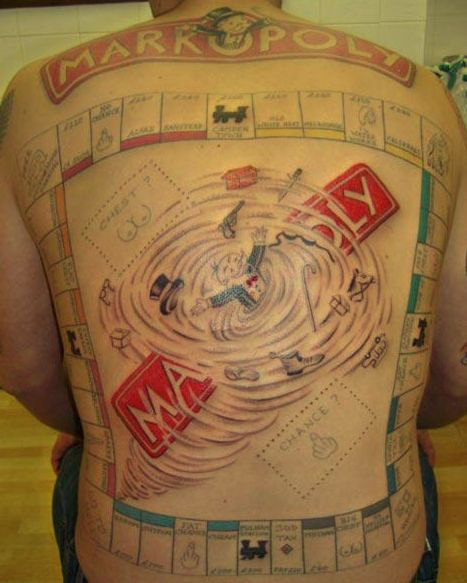monopoly tattoo on back back tattoo, game, bad tattoo pics, photos worst ta...