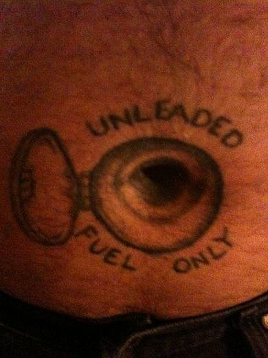 belly button tattoo, unleaded fuel only gas tank tattoo funny , bad tattoos, tattoo photos, pics, worst, awful ugliest, ugly, horrible regrets, stupid, fail, wtf, dumb, removal, idiot, redneck