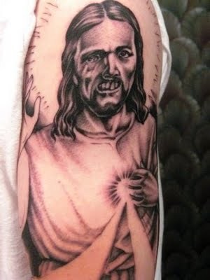 Zombie Jesus Tattoo bad tattoo photos pics worst ever awful ugliest