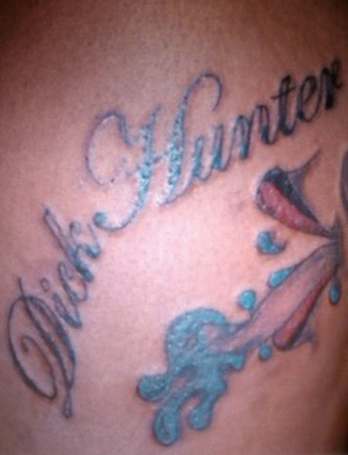 Hate to see what she's got mounted on her wall. Dick Hunter Tattoo Worst Tattoos, Funny Tattoos bad tattoos funny pictures Horrible Ugliest Tattoos Stupid Ugly Awful WTF Fail