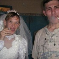 smoking bride & groom bad wedding pictures, bad wedding photography worst wedding pictures funny wedding photos funny pictures funny wedding funny engagement announcements funny wedding announcements awful horrible dumb stupid ugly wedding dresses, russian weddings ugly bride