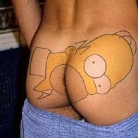 Homer Simpson on Ass Butt, worst tattoos, funny pictures, bad tattoos, fotos, ugliest tattoos random pics awkward family, horrible wtf