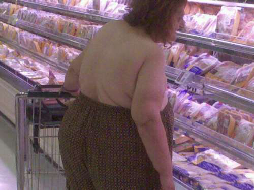 Just goes to show... If ya wear yer pants high enough... Ya ain't gotta wear a shirt. pants pulled high over boobs people of walmart Balls door knocker funny pictures weird pictures pics awkward family photos bad tattoos worst tattoos stupid people bad family photos funny family pics random strange