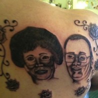 bad family portrait of mom dad grandma grandpa bad tattoos terrible awful ugliest tattoos wtf tattoos, horrible awkward family worst tattoos photos crazy people weird people stupid humor redneck humor photobombs