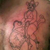 woman riding a chicken leg bad tattoos terrible awful ugliest tattoos wtf tattoos, horrible awkward family worst tattoos photos crazy people weird people stupid humor redneck humor photobombs