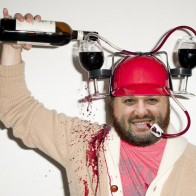 Funny Pictures of Tony Stewart wine hat pour wine on head drinking wine Toyota Savemart 350 NASCAR Sprint Cup Sonoma Raceway Infineon Raceway Funny NASCAR pictures Funny Driver Photos Sonoma Speedway Road Course