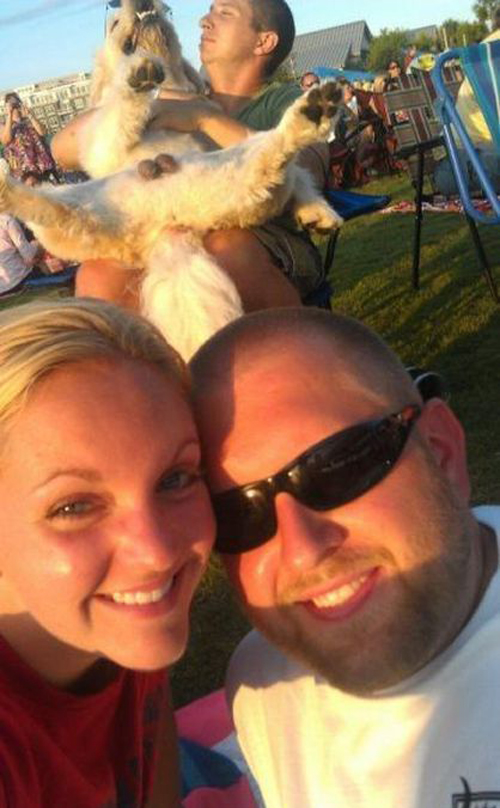 Dog Photobomb dog balls weird people
