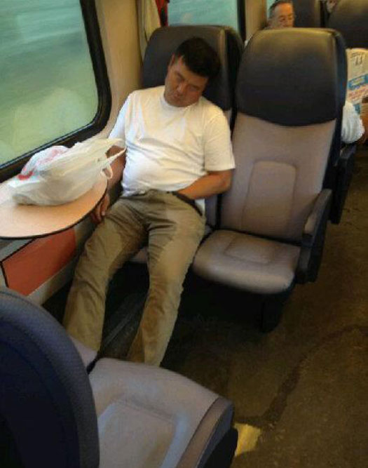 Why I Don't Ride Public Transportation Funny Pics & Memes of Weird Random Humor – sleeping man peed himself