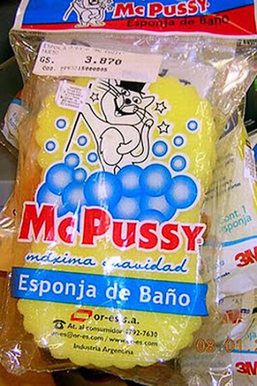 McPussy esponja ~ 27 nomes de produto inadequado, engraÃ§ado e estranho