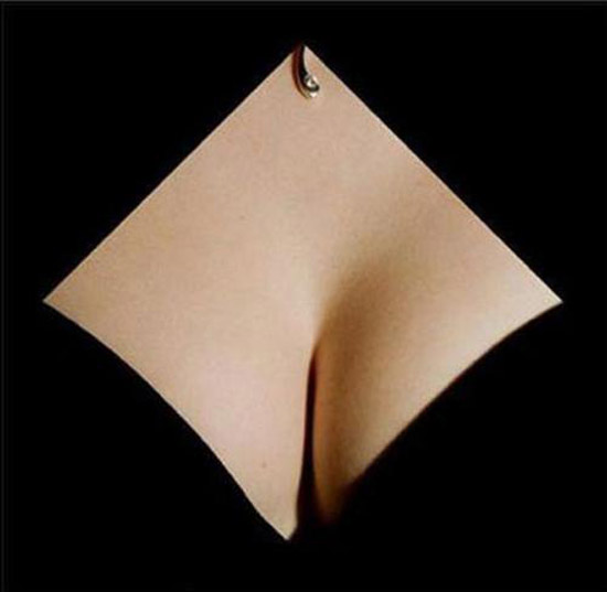 Folded piece of paper that looks like woman's cleavage ~ You have such a dirty mind